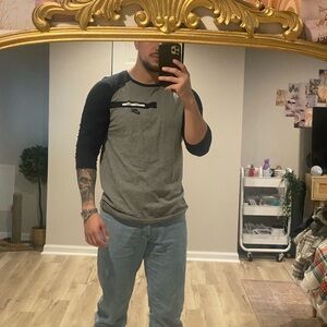 Nike Men's Black and Gray Long Sleeve Tee